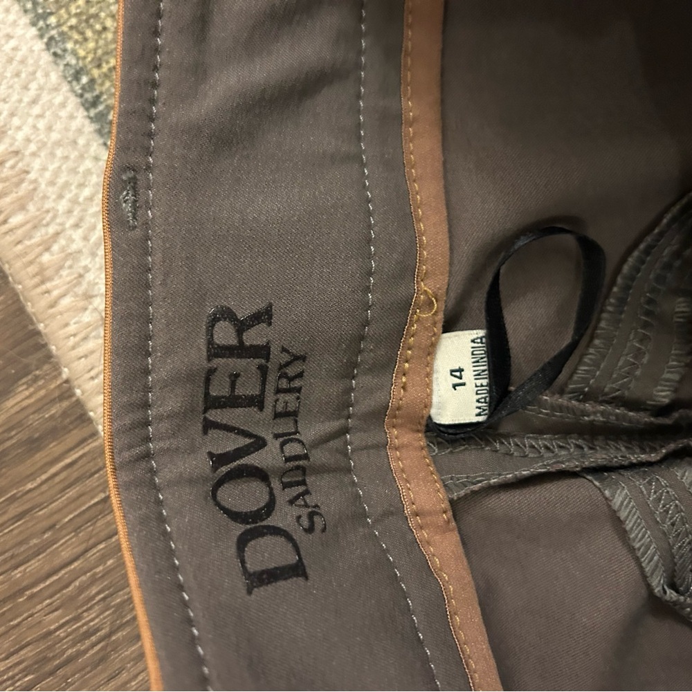 Girls Dover saddlery Riding Breeches with Contrast Knee Patches - Brown - Picture 3 of 4